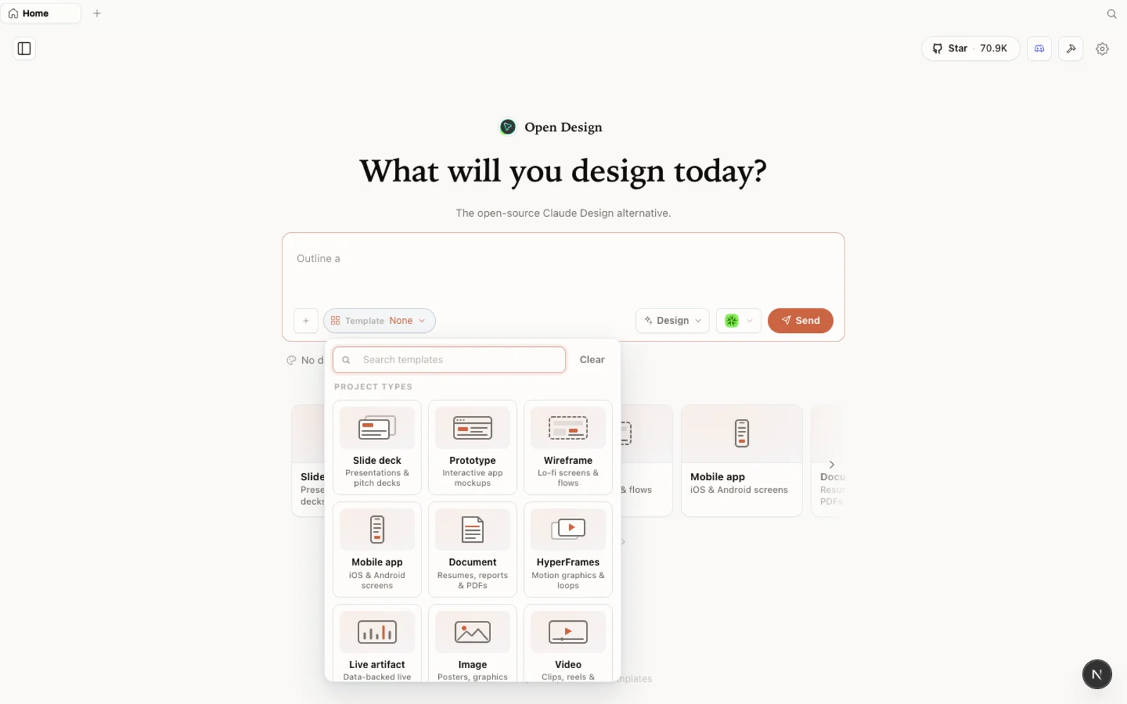 La bibliothèque de templates — points de départ pour prototypes, présentations, images et vidéo.